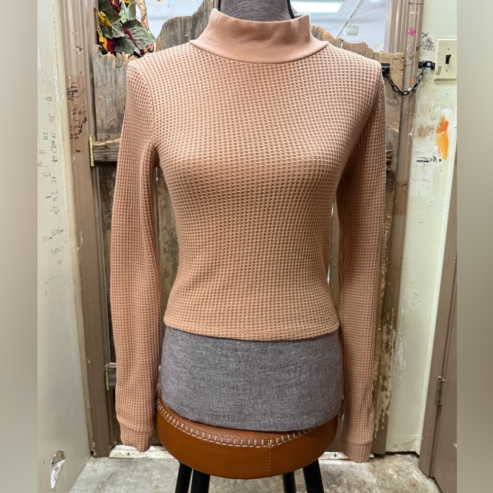 Aerie Tan Waffle Knit Top